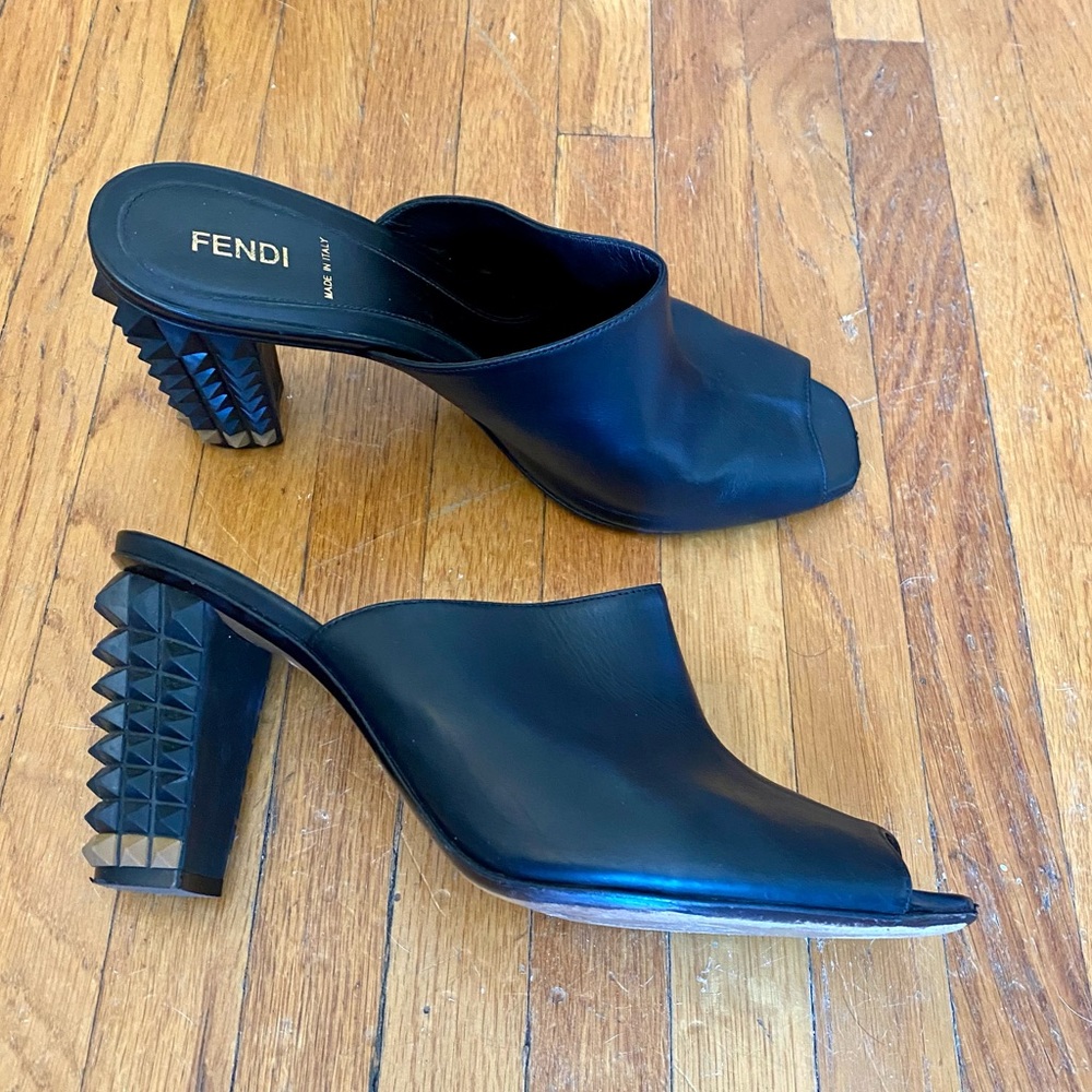 ❌SOLD❌ Fendi black mules size 9 9.5